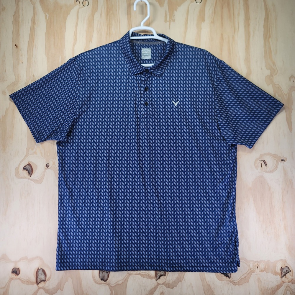 Callaway Polo Shirt Mens XXL Blue Excellent Opti-Dri Geometric Golf Top - Picture 2 of 7